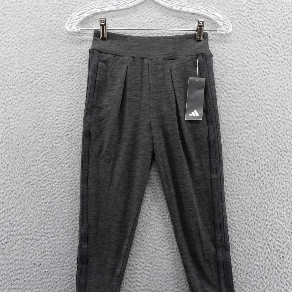 Adidas Girls Melange Joggers Black Heathered Tapered Pants XS 6/6X NEW‎